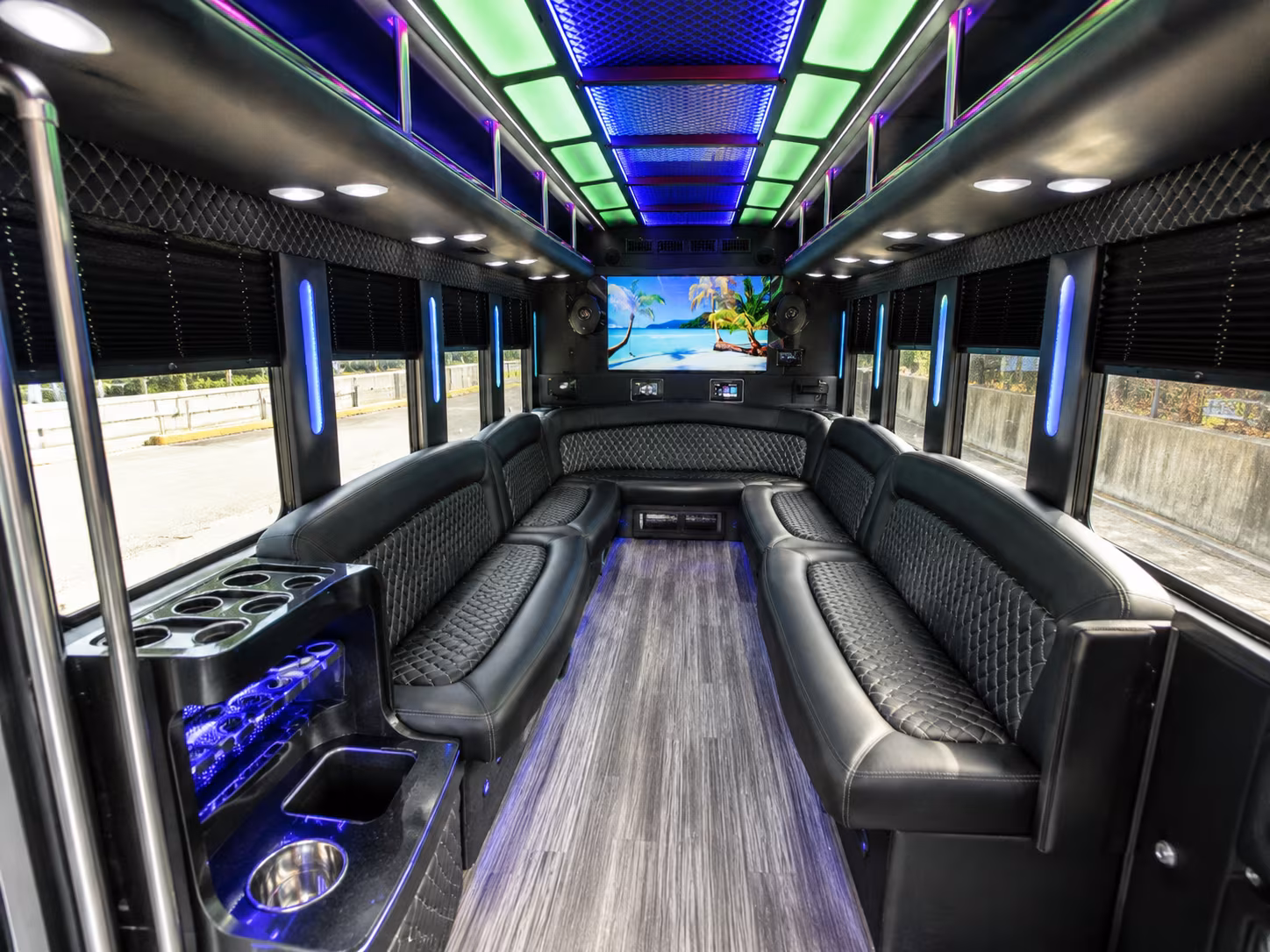 methuen 18 passenger party bus inside