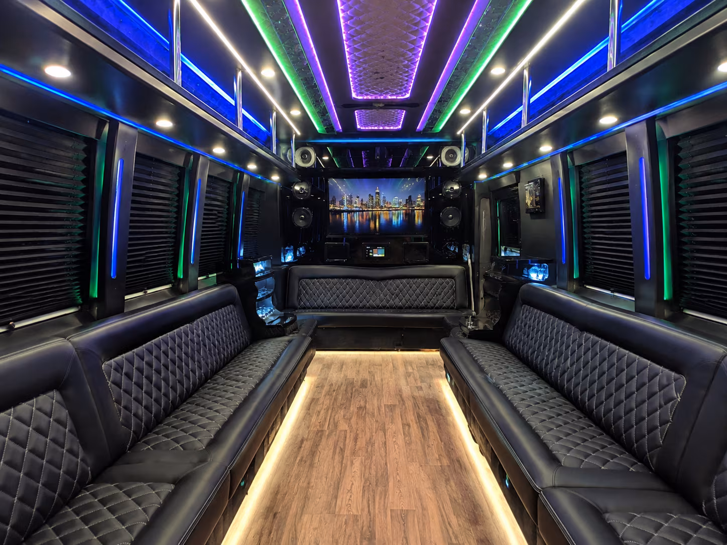 methuen 25 passenger party bus interior