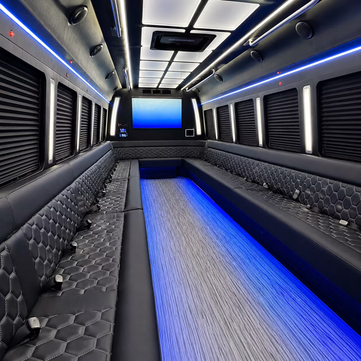 methuen 50 passenger party bus inside